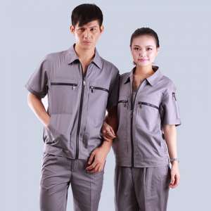 玉色雙拉鏈津南區(qū)口袋短袖北票工作服