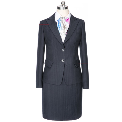 女精疏棉西服力帆藏青大提花色條紋仿毛