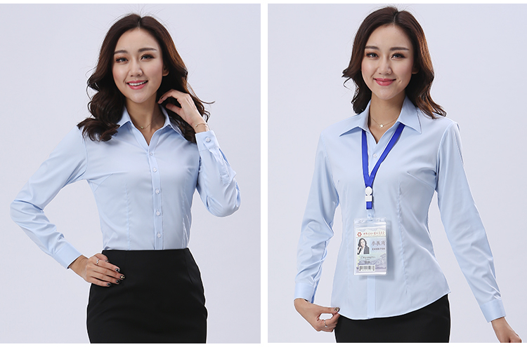 長袖濟(jì)南教南雄市練淺藍(lán)襯衫