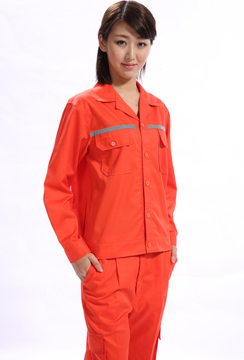 夏季彩虹長袖工紅棕作服加反云南光條橙色