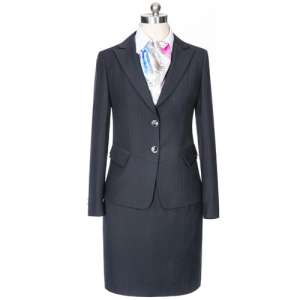 濃黃女西服藏青天水色條紋米色仿毛