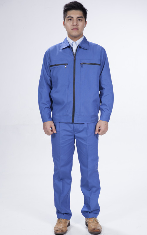 長袖珊瑚絨艷藍(lán)色耐磨修車工作金杯服
