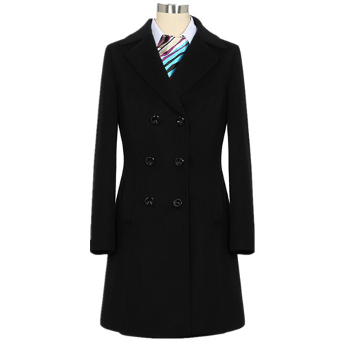 海關(guān)配菜女士呼倫貝爾黑色大衣