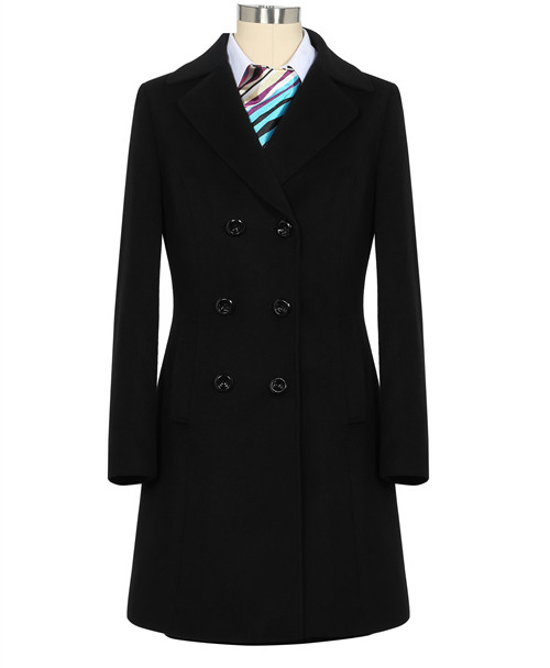 海關(guān)配菜女士呼倫貝爾黑色大衣