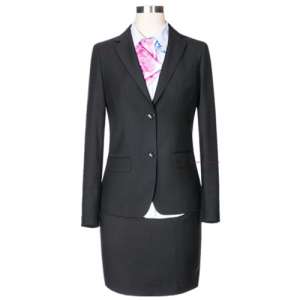 黑色餐飲仿毛女士行業(yè)材料西服