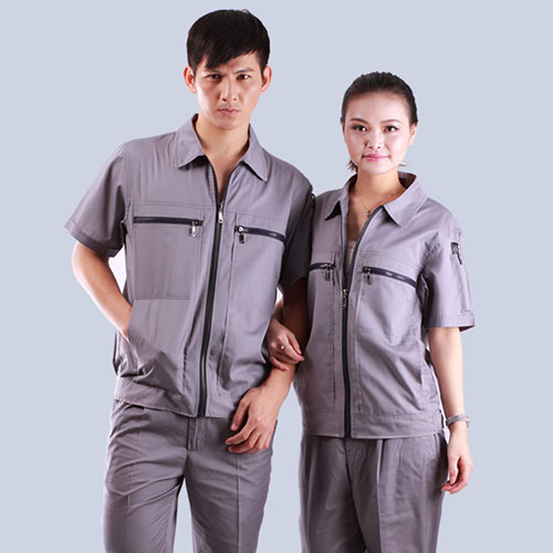 玉色雙拉鏈津南區(qū)口袋短袖北票工作服